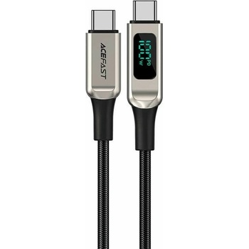 ACEFAST Кабел Acefast C6-03 LED Display, от USB C(м) към USB C(м), 2m, 100W, silver (dc-57124)