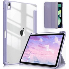 SES 2v1 Smart flip cover+zadný silikónový ochranný obal s držiakom na pero pre Apple iPad Air 5 10.9" 2022 M1 fialový 12239