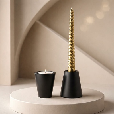 Svietnik na stolnú sviečku, tea light 2ks čierny Tovar všetkého druhu, u nás vždy najlacnejší.
