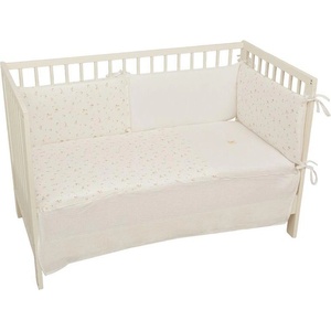 Bimbidreams Комплект за бебешка кошара Bimbidreams - Monet, завивка и обиколник, White/Pink (8435629216464)
