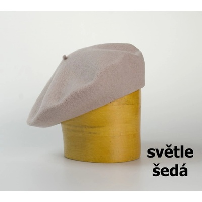 Vlněný baret jednobarevný 115´ sv.šedá