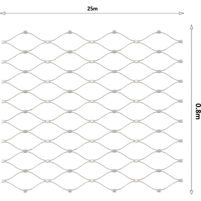 Lanková sieť, 0,8 x 25 m, oko 60 x 104 mm, ø 2 mm, AISI 316