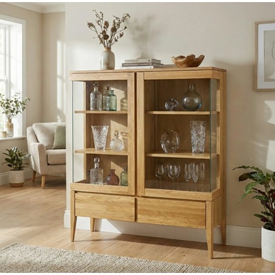Nábytek z lesa Vitrína VI36DB Heritage retro masiv dub 120 x 140 x 43 cm 5YG