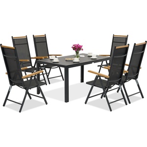 Garden Point Алуминиеви градински мебели polywood Verona Wood за 6 души Garden Point черни (GAP1200)