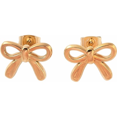 Nefertitis Náušnice z nerezové oceli Mašle Gold 1,1 cm NF62579 - cca 1,1 x 1,5 cm