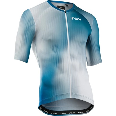 Northwave Мъжка фланелка с къс ръкав за колоездене Northwave Blade Jersey Short Sleeve Cycling jersey - White / Blue (056-3721-0414)