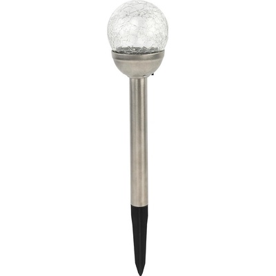 lampa solární KOULE 7,8cm, v.38cm, 1LED, čirá, nerez/sklo/PH – Zboží Dáma