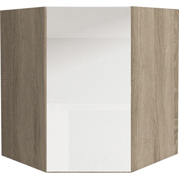 Шкаф горен ъглов Line супер гланц бял HG
