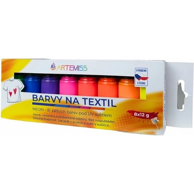 Artemiss Sada neónových na svetlý textil 8 farieb