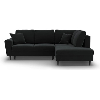 Cosmopolitan Design Черен кадифен разтегателен ъглов диван с място за съхранение (десен ъгъл/L форма) Kyoto - Cosmopolitan Design (COS_RCF_L_2_F1_KYOTO10)
