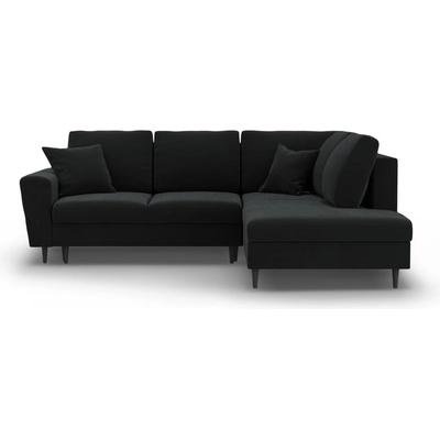 Cosmopolitan Design Черен кадифен разтегателен ъглов диван с място за съхранение (десен ъгъл/L форма) Kyoto - Cosmopolitan Design (COS_RCF_L_2_F1_KYOTO10)