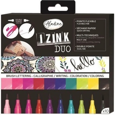 Akvarelové fixy IZINK Duo na lettering 10 ks