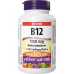Webber Naturals Нервна система и енергия - Витамин В12 (метилкобаламин), 1000 g х 80 сублингвални таблетки (3814 WN)