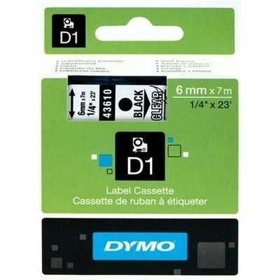 DYMO páska D1 6 mm x 7 m čierna na priehľadnej S0720770