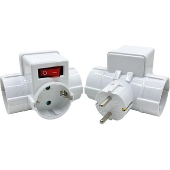 BlackBird Мрежов контакт 250V, Макс: 3680W 3x16A/250V SQ-GBK-01/03T Защита от деца + превключвател, бял BH1624 (BH1624)