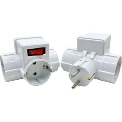 BlackBird Мрежов контакт 250V, Макс: 3680W 3x16A/250V SQ-GBK-01/03T Защита от деца + превключвател, бял BH1624 (BH1624)