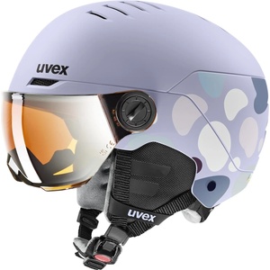 uvex Детска ски каска Uvex Kid's Rocket Junior Visor Mirror S2 Ski helmet - Cool Lavender Abstract Matt / Lasergold Lite Mirror - размер 54-58 cm (418-1705-0112)
