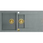 Quadron Unique Evan 156 вградена композитна мивка сиво-златна 100x50 см (HQE5510050U5_PVDG1_P2O) Мивка за вграждане