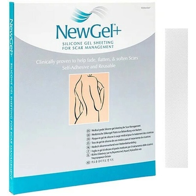 NewGel+ priehľadná silikónová náplasť na jazvy v tvare prúžka 2,5 x 15,2 cm 4 ks