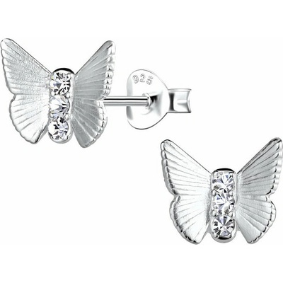 Nefertitis 33602 Stříbrné náušnice pecky se zirkony MOTÝL NF59523 6 mm 0,48 g
