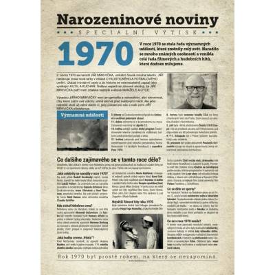 Narozeninové noviny 1970 s vlastním textem a fotografií S textem