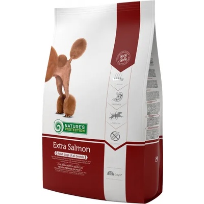 AKVATERA Nature's Protection DOG - Extra Salmon, висококачествена храна за пораснали кучета над 1 година, от всички породи със сьомга, подходяща за чувствителен стомах, Литва - 2 кг