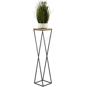 HowHomely Стойка за цветя LOFT 100x24 см черен/кафяв (DD0325)