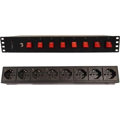 TECHLY I-CASE STRIP-815I 19" Рак Стрип 1.5U, 8x UNEL контакта отзад, 8x превключвател отпред (I-CASE STRIP-815I)