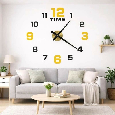 KIK KX3518 Dizajnové nalepovacie hodiny 12 číslic, 100 – 120 cm, čierno-zlaté