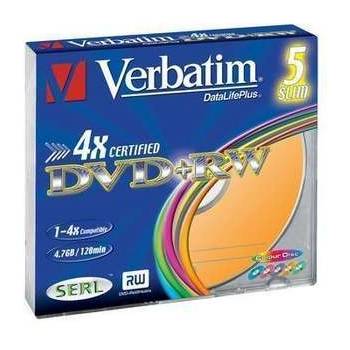Verbatim DVD+RW(5-Pack)Slim/Colour//4x/DLP/4.7GB (43297)