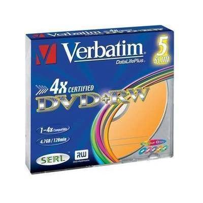 Verbatim DVD+RW(5-Pack)Slim/Colour//4x/DLP/4.7GB (43297)