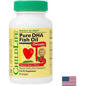 ChildLife Концентрация и добро зрение при децата, 180 mg Омега-3, 90 дъвчащи таблетки, CHILD LIFE - USA (10550 CHLD)