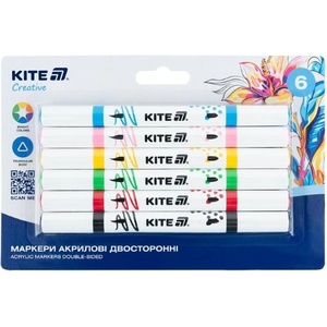Kite Акрилен маркер Kite Creative Duo 6цв (1605076-K-1293)