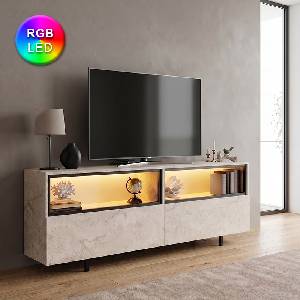 TopMebel Eco TopMebel меламинов ТВ шкаф с RGB LED в травертин цвят 180x32x67cm
