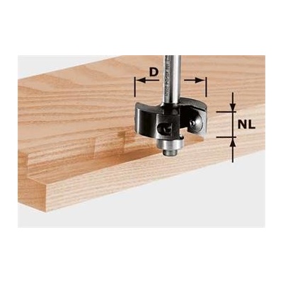 Festool HW S8 D38/12 Polodrážkovací fréza s výměnnými břity HW, stopka 8 mm 491085