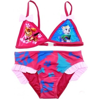 Setino - Dívčí dvoudílné plavky Tlapková patrola Paw Patrol - tm. růžové