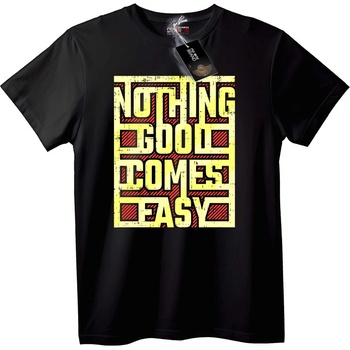 NOONEBRAND Тениска Нищо Добро Не Идва Лесно - 5XL, Black