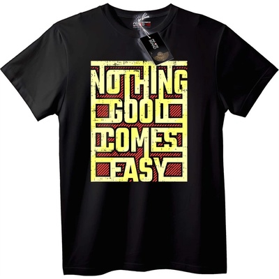 NOONEBRAND Тениска Нищо Добро Не Идва Лесно - 5XL, Black