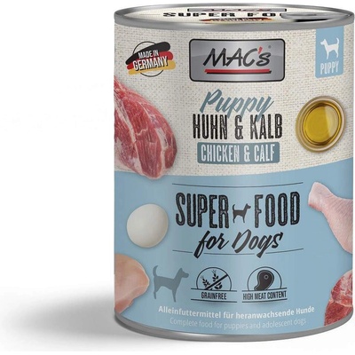 MAC's Dog Puppy chicken and beef - Пълноценна консервирана храна за подрастващи кученца, без зърно, с пилешко и говеждо