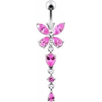 Šperky4U stříbrný piercing do pupíku motýlek BP01142-P