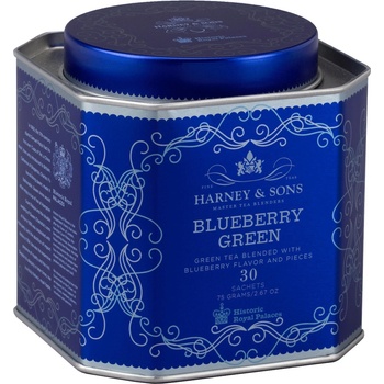 Harney & Sons Blueberry Green 30 pyramid v plechové dóze