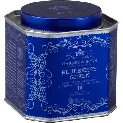 Harney & Sons Blueberry Green 30 pyramid v plechové dóze