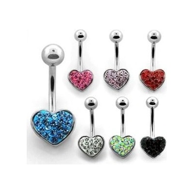 Marre piercing do pupíku srdíčko s krystalky AMCD372