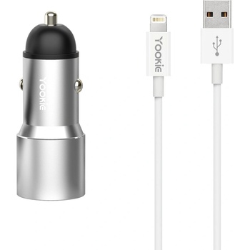 YOOKIE Зарядно за кола Yookie PC4, Quick Charge 3.0, 2xUSB, With Lightning Cable, Different colors - 40144 (DE-40144)