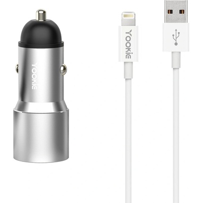 YOOKIE Зарядно за кола Yookie PC4, Quick Charge 3.0, 2xUSB, With Lightning Cable, Different colors - 40144 (DE-40144)