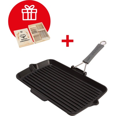 Staub Grilovacia panvica obdĺžniková, čierna, 34 x 21 cm 1003960