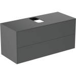 Ideal Standard Atelier Conca стенен шкаф за монтаж в антрацит мат с 2 чекмеджета и плот с централен изрез 120 см (T3943Y2)