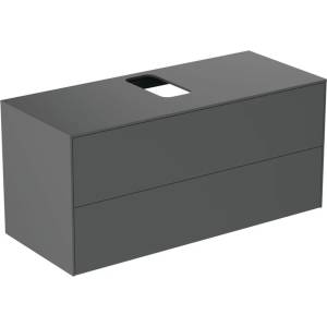 Ideal Standard Atelier Conca стенен шкаф за монтаж в антрацит мат с 2 чекмеджета и плот с централен изрез 120 см (T3943Y2)