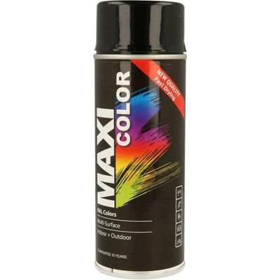 Maxi Color rýchloschnúca lesklá farba v spreji 400 ml RAL 9005 čierna