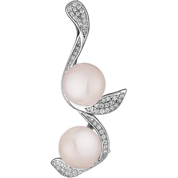 Image 1 of Swan Сребърна брошка със сладководни перли и циркони Swan